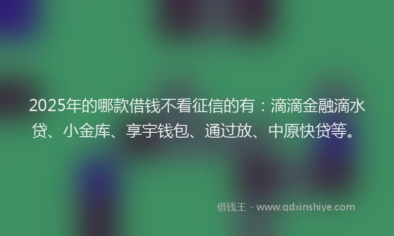 2025年的哪款借钱不看征信的有：滴滴金融滴水贷、小金库、享宇钱包、通过放、中原快贷等。