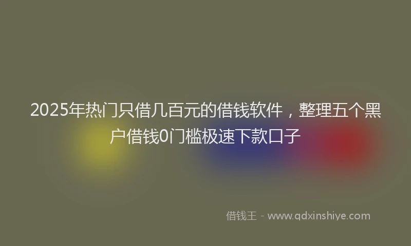 2025年热门只借几百元的借钱软件，整理五个黑户借钱0门槛极速下款口子