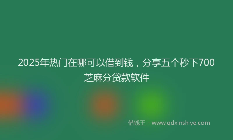 2025年热门在哪可以借到钱，分享五个秒下700芝麻分贷款软件