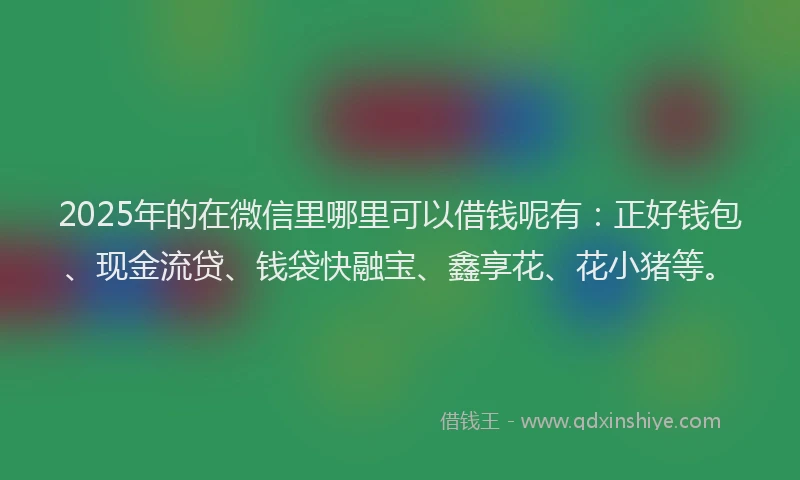 2025年的在微信里哪里可以借钱呢有：正好钱包、现金流贷、钱袋快融宝、鑫享花、花小猪等。