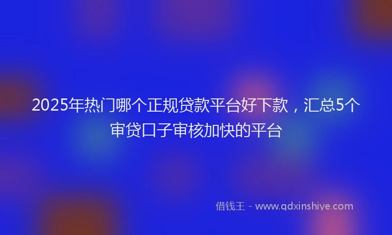 2025年热门哪个正规贷款平台好下款，汇总5个审贷口子审核加快的平台