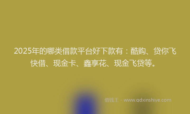 2025年的哪类借款平台好下款有：酷购、贷你飞快借、现金卡、鑫享花、现金飞贷等。