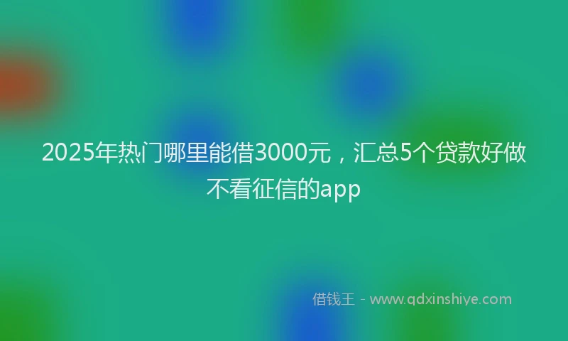 2025年热门哪里能借3000元，汇总5个贷款好做不看征信的app