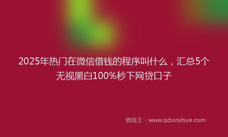 2025年热门在微信借钱的程序叫什么，汇总5个无视黑白100%秒下网贷口子