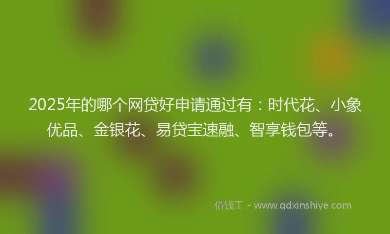 2025年的哪个网贷好申请通过有：时代花、小象优品、金银花、易贷宝速融、智享钱包等。