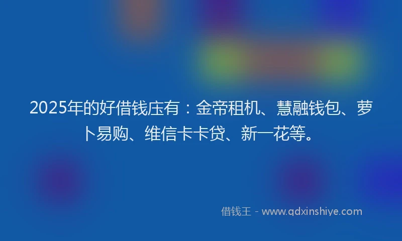 2025年的好借钱庒有：金帝租机、慧融钱包、萝卜易购、维信卡卡贷、新一花等。
