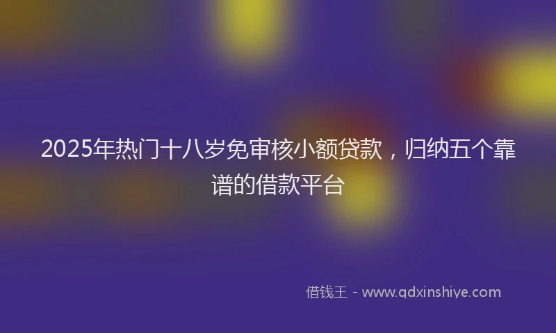 2025年热门十八岁免审核小额贷款，归纳五个靠谱的借款平台