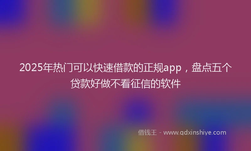 2025年热门可以快速借款的正规app，盘点五个贷款好做不看征信的软件