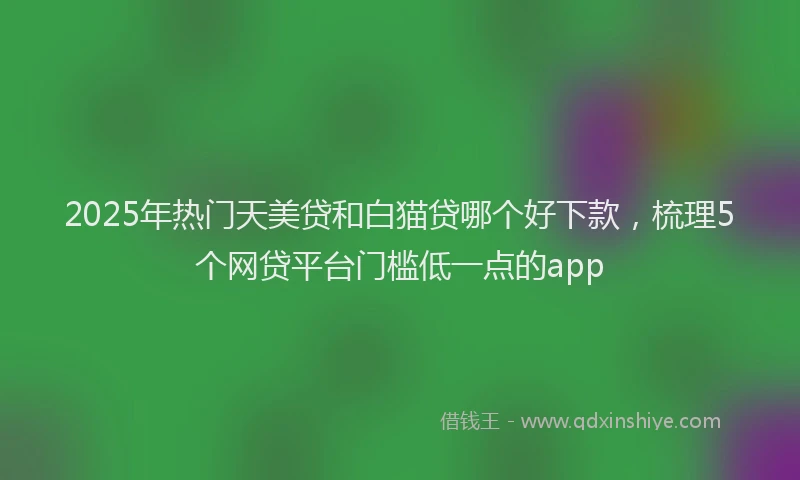 2025年热门天美贷和白猫贷哪个好下款，梳理5个网贷平台门槛低一点的app