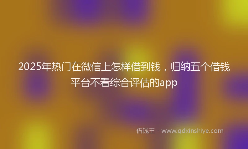 2025年热门在微信上怎样借到钱，归纳五个借钱平台不看综合评估的app