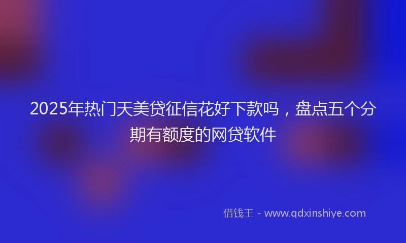 2025年热门天美贷征信花好下款吗，盘点五个分期有额度的网贷软件