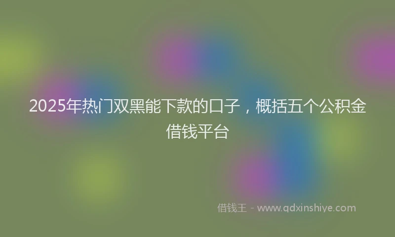 2025年热门双黑能下款的口子，概括五个公积金借钱平台