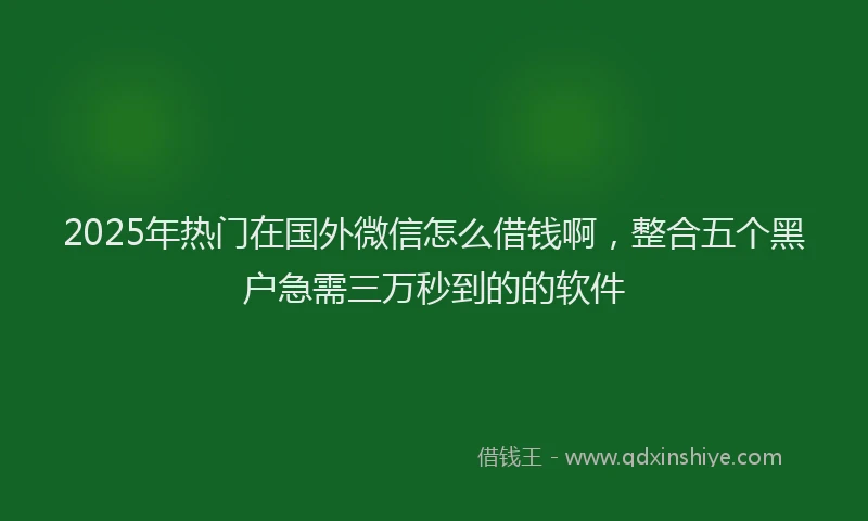 2025年热门在国外微信怎么借钱啊，整合五个黑户急需三万秒到的的软件
