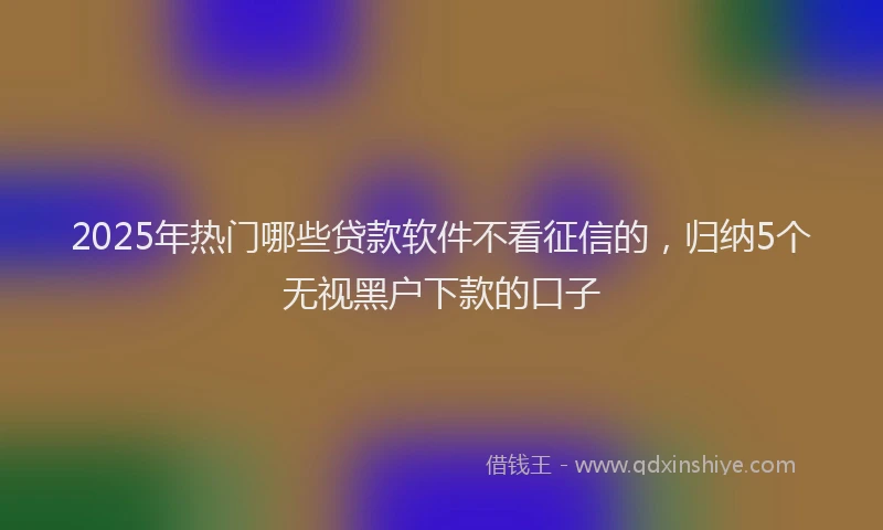 2025年热门哪些贷款软件不看征信的，归纳5个无视黑户下款的口子