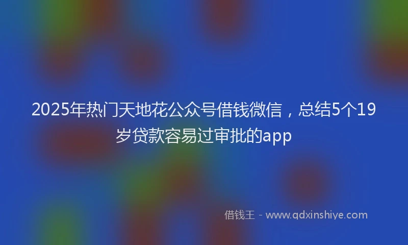 2025年热门天地花公众号借钱微信，总结5个19岁贷款容易过审批的app