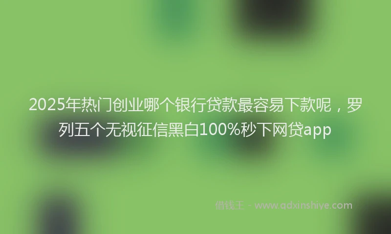 2025年热门创业哪个银行贷款最容易下款呢，罗列五个无视征信黑白100%秒下网贷app