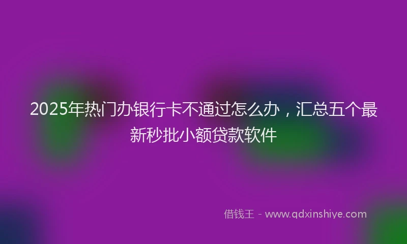 2025年热门办银行卡不通过怎么办，汇总五个最新秒批小额贷款软件
