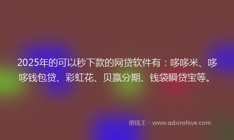 2025年的可以秒下款的网贷软件有：哆哆米、哆哆钱包贷、彩虹花、贝赢分期、钱袋瞬贷宝等。