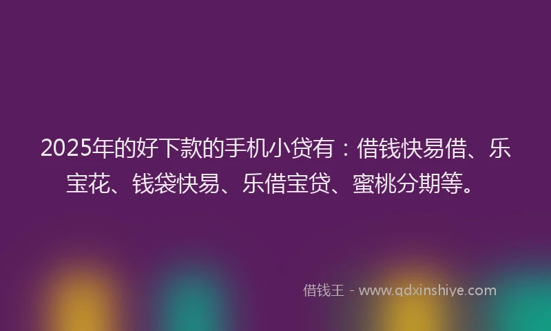 2025年的好下款的手机小贷有：借钱快易借、乐宝花、钱袋快易、乐借宝贷、蜜桃分期等。