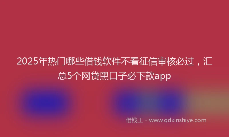 2025年热门哪些借钱软件不看征信审核必过，汇总5个网贷黑口子必下款app