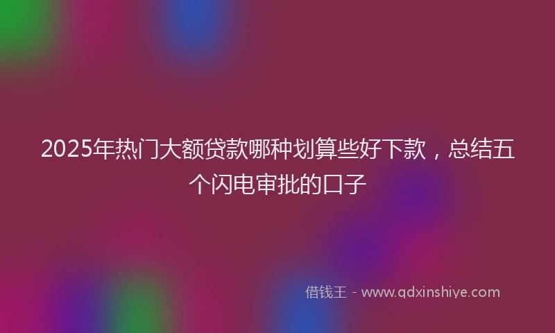 2025年热门大额贷款哪种划算些好下款，总结五个闪电审批的口子