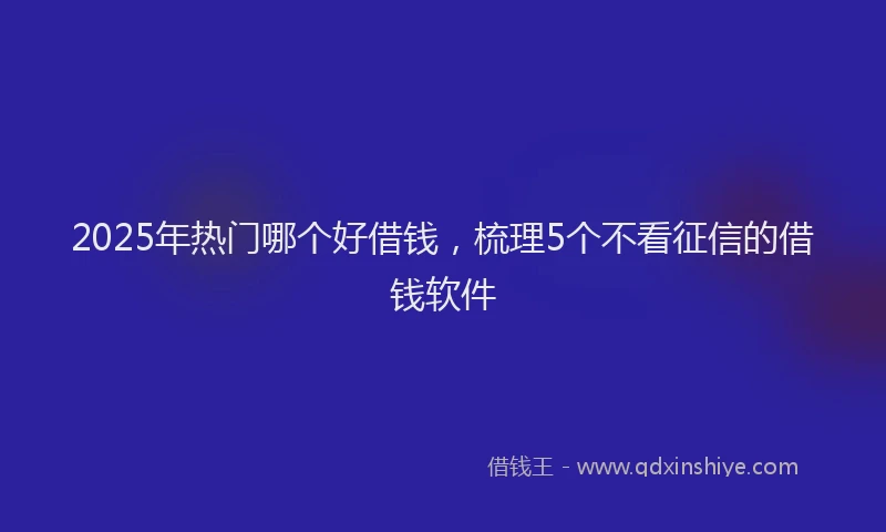 2025年热门哪个好借钱，梳理5个不看征信的借钱软件