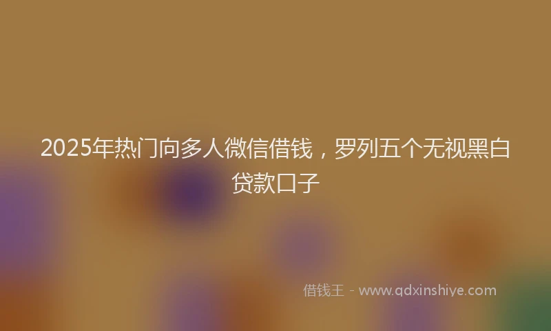 2025年热门向多人微信借钱，罗列五个无视黑白贷款口子
