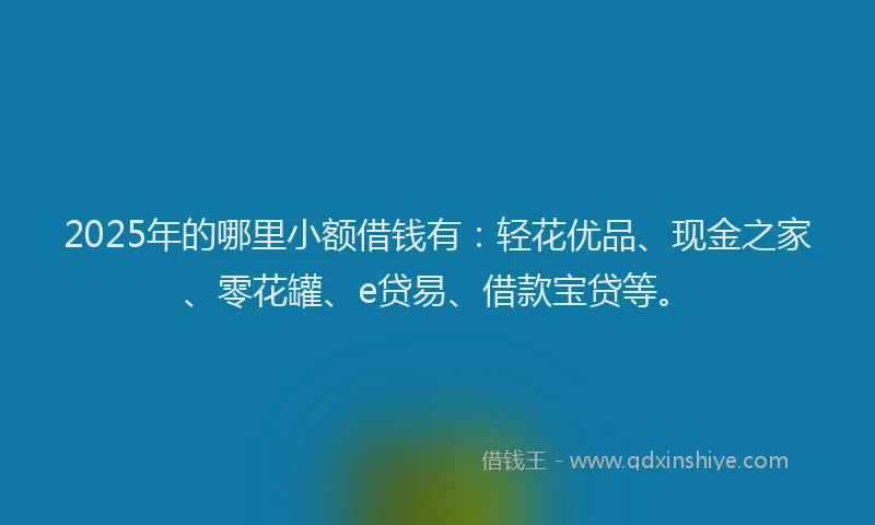 2025年的哪里小额借钱有：轻花优品、现金之家、零花罐、e贷易、借款宝贷等。