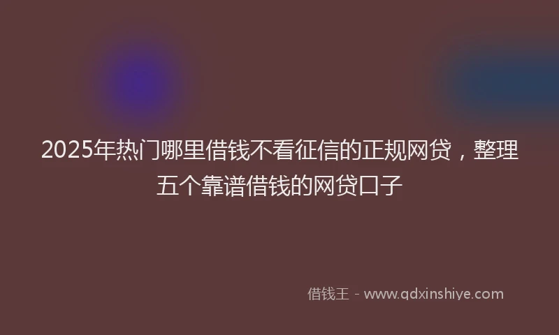 2025年热门哪里借钱不看征信的正规网贷，整理五个靠谱借钱的网贷口子
