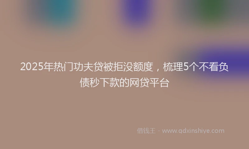 2025年热门功夫贷被拒没额度，梳理5个不看负债秒下款的网贷平台