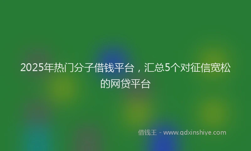 2025年热门分子借钱平台，汇总5个对征信宽松的网贷平台