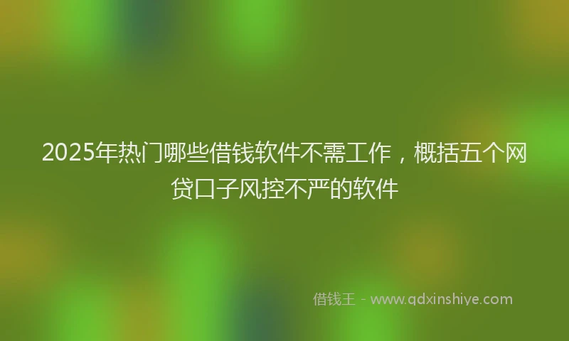 2025年热门哪些借钱软件不需工作，概括五个网贷口子风控不严的软件