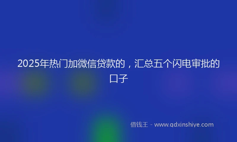2025年热门加微信贷款的，汇总五个闪电审批的口子