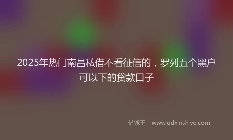 2025年热门南昌私借不看征信的，罗列五个黑户可以下的贷款口子