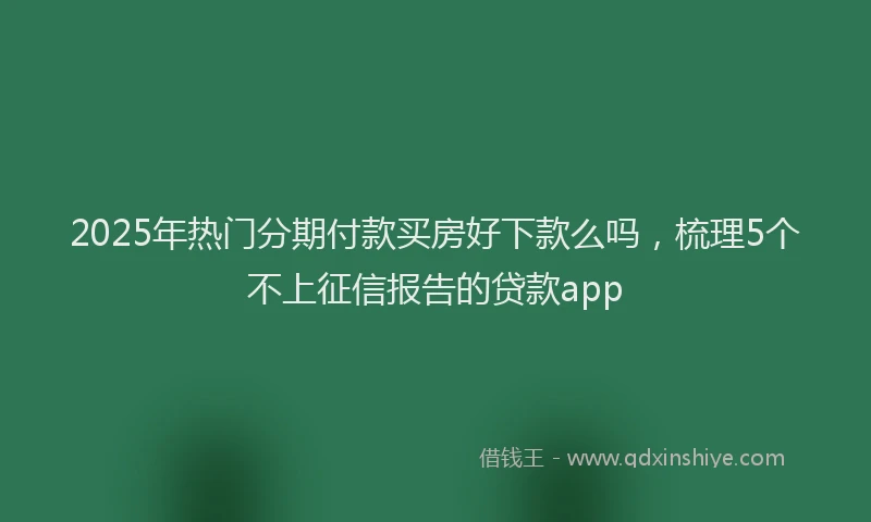 2025年热门分期付款买房好下款么吗，梳理5个不上征信报告的贷款app