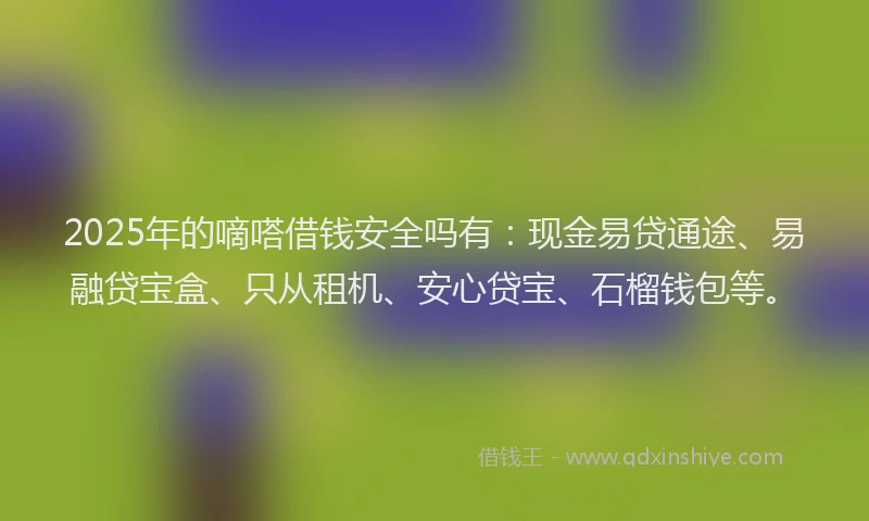 2025年的嘀嗒借钱安全吗有：现金易贷通途、易融贷宝盒、只从租机、安心贷宝、石榴钱包等。