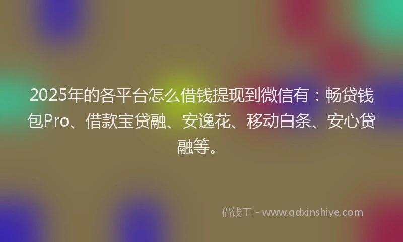 2025年的各平台怎么借钱提现到微信有：畅贷钱包Pro、借款宝贷融、安逸花、移动白条、安心贷融等。