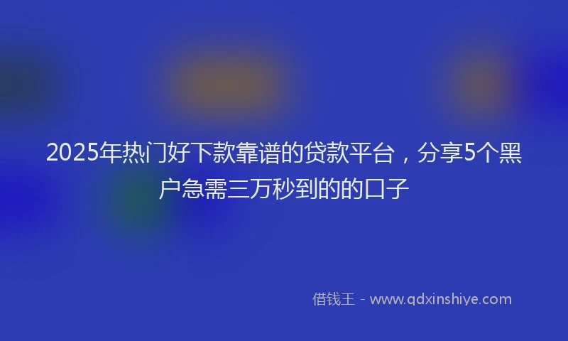 2025年热门好下款靠谱的贷款平台，分享5个黑户急需三万秒到的的口子