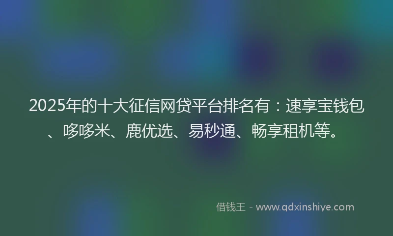 2025年的十大征信网贷平台排名有：速享宝钱包、哆哆米、鹿优选、易秒通、畅享租机等。