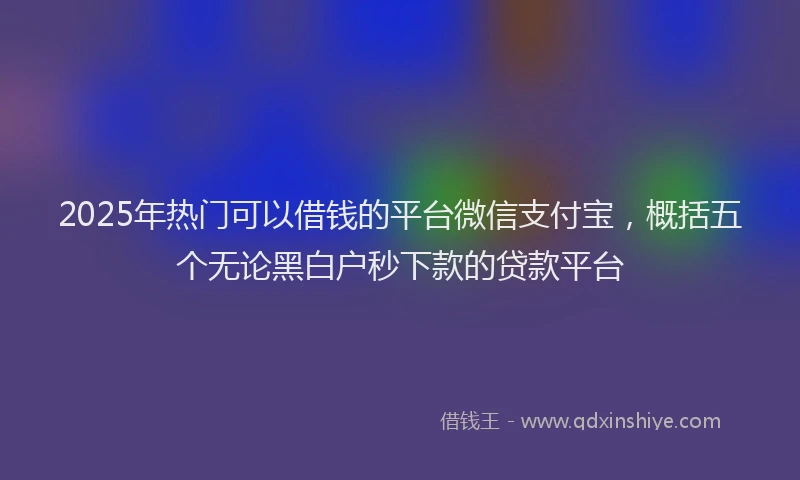 2025年热门可以借钱的平台微信支付宝，概括五个无论黑白户秒下款的贷款平台