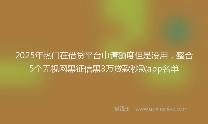 2025年热门在借贷平台申请额度但是没用，整合5个无视网黑征信黑3万贷款秒款app名单