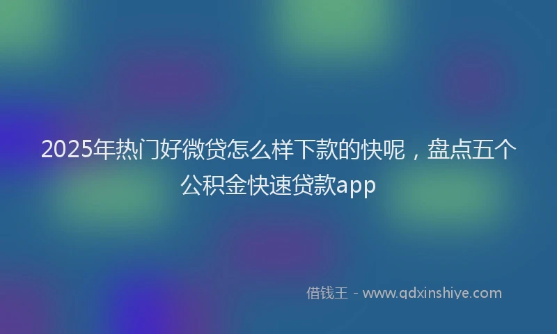 2025年热门好微贷怎么样下款的快呢，盘点五个公积金快速贷款app