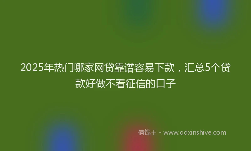 2025年热门哪家网贷靠谱容易下款，汇总5个贷款好做不看征信的口子