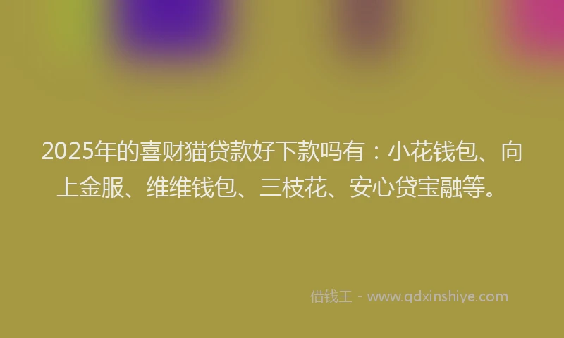 2025年的喜财猫贷款好下款吗有：小花钱包、向上金服、维维钱包、三枝花、安心贷宝融等。