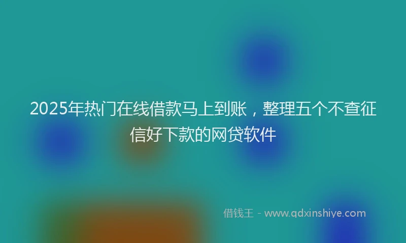 2025年热门在线借款马上到账，整理五个不查征信好下款的网贷软件