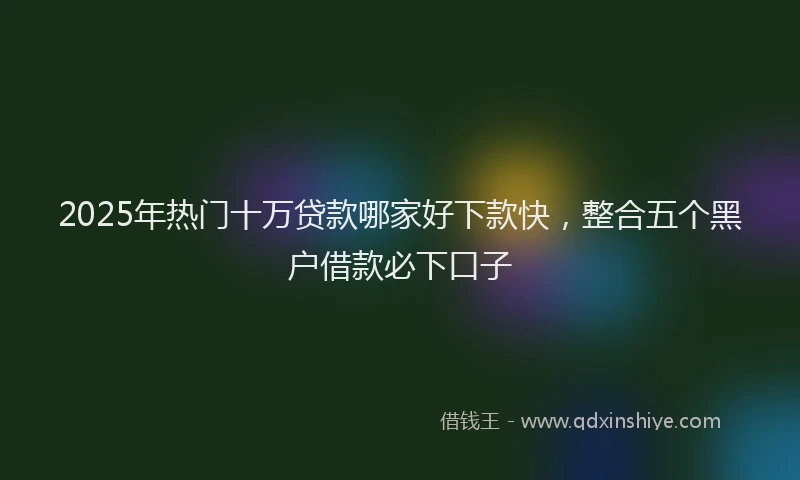 2025年热门十万贷款哪家好下款快，整合五个黑户借款必下口子