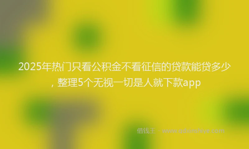 2025年热门只看公积金不看征信的贷款能贷多少，整理5个无视一切是人就下款app