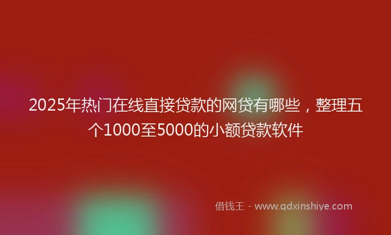 2025年热门在线直接贷款的网贷有哪些，整理五个1000至5000的小额贷款软件