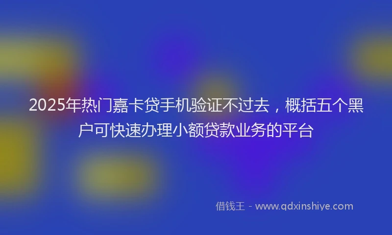 2025年热门嘉卡贷手机验证不过去，概括五个黑户可快速办理小额贷款业务的平台
