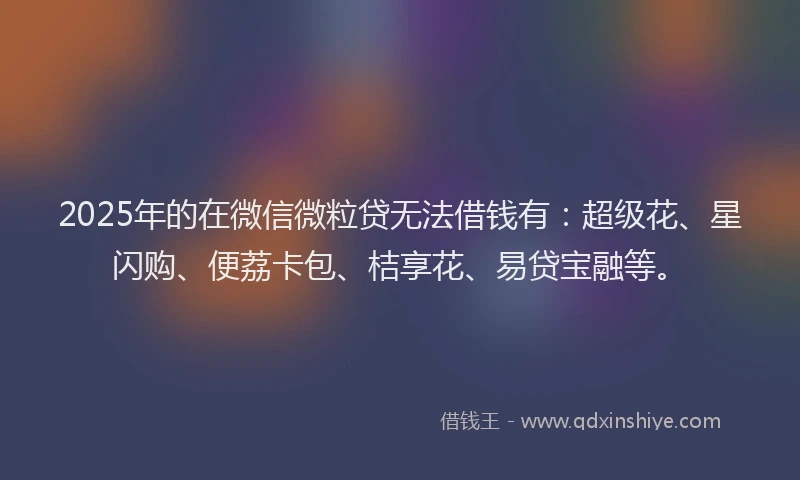 2025年的在微信微粒贷无法借钱有：超级花、星闪购、便荔卡包、桔享花、易贷宝融等。